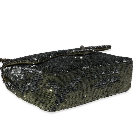 Chanel Olive Green Sequin Coco Cuba Single Flap Bag - Picture 3 of 8